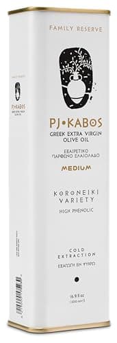 P.J. KABOS 2024/25 Harvest, High Phenolic (450+mg/kg), Premium Greek Extra Virgin Olive Oil, Kosher, Greece, Cold Extracted, 16.9 oz Tin, Koroneiki, "Family Reserve - Medium"