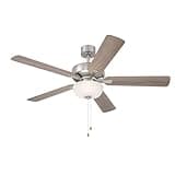 DESIGNERS FOUNTAIN Gallant 52 inch Indoor/Covered Outdoor Brushed Nickel Standard Mount Ceiling Fan with Light Kit and Pull Chain Control, FP-GLT52B30-BN
