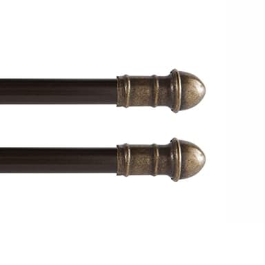 Interior Living 16-28 in. Adjustable Petite Café Curtain Rod, 2-Pack, 7/16 in. Diameter, Bronze