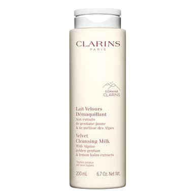Clarins Velvet Cleansing Milk | Award-Winning | Cleanses, Hydrates and Balances Skin's Microbiota | Dermatologist Tested | Ophthalmologist Tested | Colorant-Free | All Skin Types | 6.7 Ounces