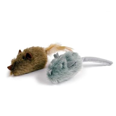 TTcat 2Pcs Silvervine Feather Mice for Cats and Kittens,Interactive Cat Mice Toy,Melody Chaser Cat Play Squeaking Mice.