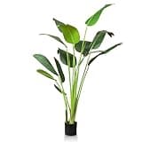 TRESIL One 5 Foot Artificial Silk Bird of Paradise Palm Tree Potted Plant