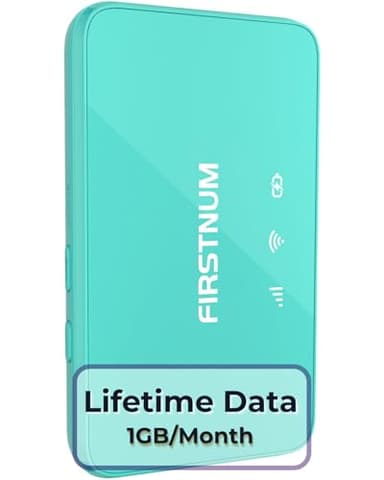 FIRSTNUM M6 Mobile Hotspot, Portable WiFi Hotspot for Travel in 160+ Countries, No SIM Card Required Hotspot No Contract, Connect Up to 10 Devices, Portable Hotspot with 1GB Free Global Data Monthly
