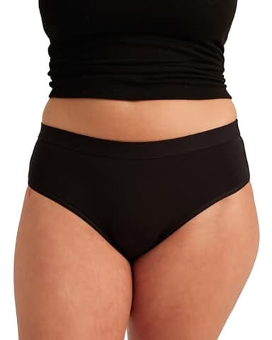 Saalt EveryWear Cotton Brief - Leakproof Period Underwear - Mid-Rise, Full Coverage Womens Underwear - Reusable & Washable - Replaces 3 Pads or 4 Tampons - X-Large, Volcanic Black