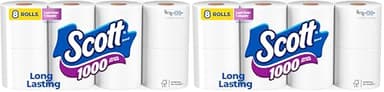 Scott Toilet Paper, 1-Ply, 8 Rolls | Septic-Safe | Pack of 2