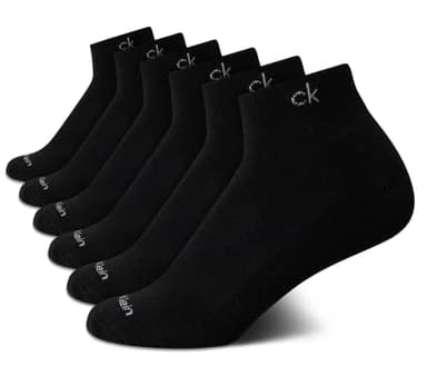 Calvin Klein Womens Quarter Socks - 6 Pack Cushioned Athletic Performance Ankle Socks for Women for Running and Workout, Size 4-10, Black