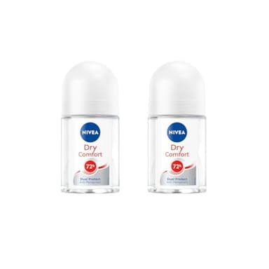 Nivea Dry Comfort Roll-On Deodorant 25ml | 72H Sweat & Odor Protection | Quick Dry Formula with Mineral Extracts | Long-Lasting Freshness & Gentle Skin Care | Compact Travel Size | 2 Pack