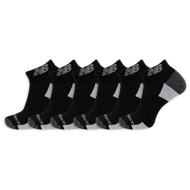 New Balance Men's and Women's Performance Recycled Low Cut Socks - 6 Pairs - Moisture Wicking & Durable Reinforcement, Black, Medium