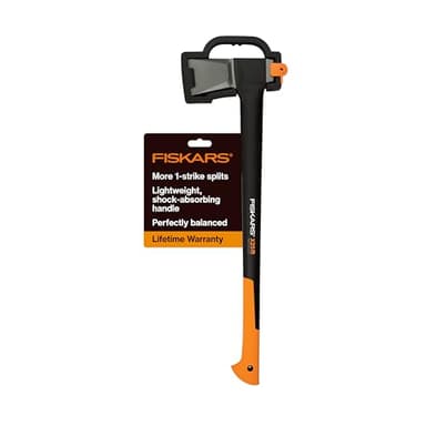 Fiskars X25 Splitting Axe, 28" Wood Splitting Axe for Medium to Large Size Logs with Shock Absorbing Handle and Sheath, Split Firewood, Forged Steel Blade, Bushcraft Gear and Camping Hatchet