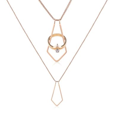 Pixie Wing Nordika Ring Keeper Necklace, 18k Gold-Plated Engagement Ring Holder (Rose Gold, 17.7" chain with 4'' extender)