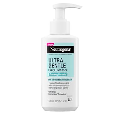 Neutrogena Ultra Gentle Foaming Facial Cleanser, Foaming Face Wash for Sensitive Skin, Gently Cleanses Away Dirt, Oil & Makeup Without Over Drying, Fragrance-Free, 5.8 fl. oz