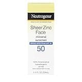 Neutrogena Sheer Zinc Oxide Dry-Touch Mineral Face Sunscreen Lotion with Broad Spectrum SPF 50, Oil-Free, Non-Comedogenic & Non-Greasy, Hypoallergenic, 2 fl. oz