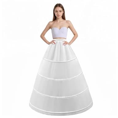LJXploreMax Women's Petticoat 4 Hoop Skirt A Line Crinoline Floor Length Underskirt for Wedding Dress Ball Gown Slips Skirt Bridal Dress Petticoats