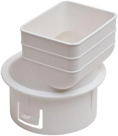 K-TEC GUTTER SUPPLY 2"x3"x4" Downspout Drainage Adapter for 2 inch x 3 inch downspout to 4" Round Drain Pipe - Universal Design to Fit All Types of 4" Round Drain Pipe Tile (2x3x4) White