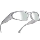 AIEYEZO Wrap Around Sports Sunglasses for Men Women Fashion Oval Thick Frame Sun Glasses Stylish Sport Wrap Shades (Silver/Silver Mirrored)