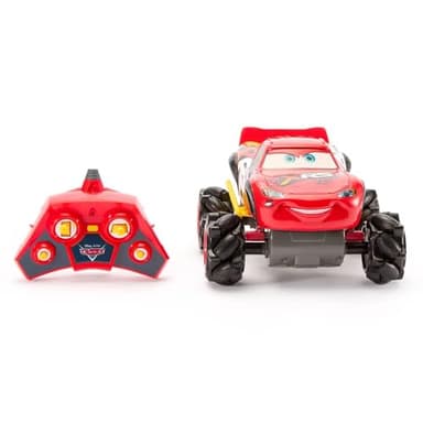 Disney Store Official Lightning McQueen Light-Up Remote Control Car - Lightning McQueen RC Car with Monster Truck Wheels, 2.4GHz Radio Controlled RC Toy with 360° Spin & Light-Up Smoke Effect