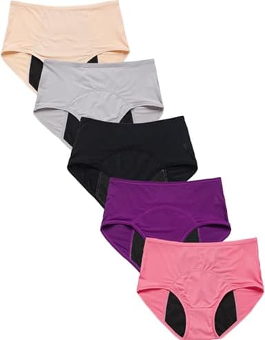 WBEAUTALLOVE Womens Mesh Period Panties High Waisted Menstrual Leak Proof Underwear Incontinence Protective Briefs(H-4-5-1,5X-Large)