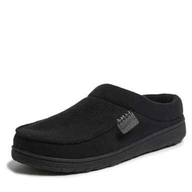 Dearfoams Mens Brendan Indoor/Outdoor Breathable Memory Foam Clog House Shoe With Wide Widths Slipper, Black Perforated, X-Large US