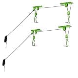 Bike Hanger Set - Set of 2 Overhead Pulley System Bike Hangers for Garage or Shed with 100lb Capacity for Bicycles or Ladders by Rad Sportz (Green)