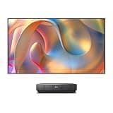 Hisense 100L5H Laser TV Ultra Short Throw Projector with 100" ALR High Gain Screen, 4K UHD, 2700 ANSI Lumens, Dolby Vision & Atmos, HDR10, Google TV, Netflix (Renewed)
