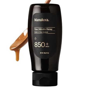 Manukora Raw Manuka Honey Squeezy Bottle MGO 850+, New Zealand Honey, Superfood, 2000+ Natural Compounds, Non-GMO, Monofloral, 3rd-Party Tested, Glyphosate Residue Free, Traceable, Immune and Digestive Support, 360g