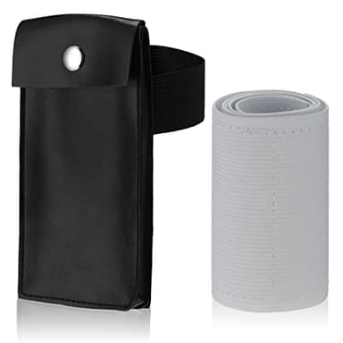 Frienda Ninja Kunai Bag with Bandage Halloween Ninja Cosplay Japan Anime Costume Accessories Black PU Leather Storage Bag with Elastic Band for Unisex Anime Fans