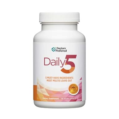 DOCTORS' PREFERRED Daily5 Multivitamin for Women and Men, Clinically Validated Ingredients, Heart, Joints, Circulation, 90 Vegan Capsules