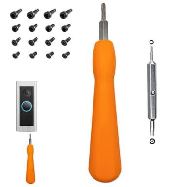 Ring Doorbell Screwdriver & 20 Security Screws Kit – Double-Ended Torx T6 + T15 Tool for Battery Change & Wi-Fi Reset – Fits Ring Video Doorbell/2/3/3+/4/Plus/Pro/Elite (Orange)