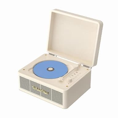 WhatPlus Portable CD Player with Bluetooth 5.2, Rechargeable Battery & Built-in Speakers – Hi-Fi Retro Suitcase Design for Home Decor, AUX/TF Card Support – Ideal Gift (Vintage White)