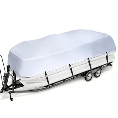iCOVER Trailerable Pontoon Boat Cover，Fits 17-20ft Long & Beam Width up to 102in Pontoons Boats, Waterproof Tarp Easy On/Off