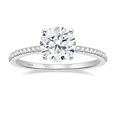 POMODA 1.2 CT Moissanite Engagement Rings for Women D Color VVS1 Clarity 925 Sterling Silver Round Cut Halo Moissanite Solitaire Wedding Promise Rings for Her Size 4