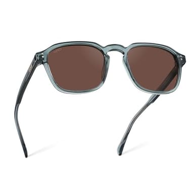 WearMe Pro Men's Polarized Square Sunglasses – Wide Fit, Retro Style, UV400, Lightweight Frame for Driving & Daily Wear (Crystal Stone Blue/Brown Lens)