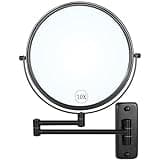 Large Size 9-in Wall Mounted Magnifying Makeup Mirror 1X/10X Magnification,Extendable Bathroom Mirrors Wall Mount Vanity Mirror for Shaving,12-in Folding Arm,Flexible Adjustable,Space-Saving,No Light