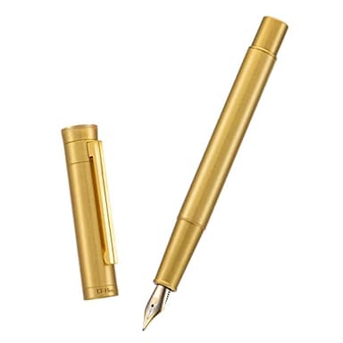 HONG DIAN Forest Pro Solid Brass Fountain Pen, Medium Nib Classic Design Smooth Writing Copper Pen w with Ink Refill Converter and Metal Pen Box Set