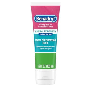 Benadryl Extra Strength Anti Itch Relief Gel, 2% Diphenhydramine HCl, Relief from Insect Bites, Sunburn & More, Great for Camping Essentials, 3.5 fl oz