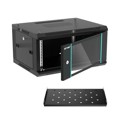 MT-VIKI 6U Wall Mount Server Cabinet Network Rack Vented Enclosure, 0.8mm Thick, 17.7'' Deep (450mm), for 19'' IT Equipment, Included 1pcs 10'' Depth Rack Shelf