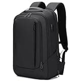 FENRUIEN Business Travel Backpack for Men, Expandable Water Resistant Computer Backpack with USB Port, Black Laptop Backpack 15.6 Inch for College/Work