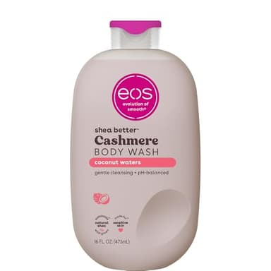 eos Cashmere Body Wash – Coconut Waters, Moisturizing Body Wash, Creamy Gel Formula, with Shea Butter, Glycerin, Vitamin E, pH Balanced, Sensitive Skin, Vegan, 16 fl oz
