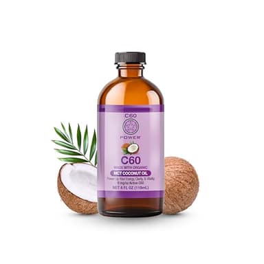 C60 Purple Power C60 In Organic Mct Coconut Oil - Natural Wellness & Antioxidant Support For Men & Women, 99.99% Pure Carbon Fullerenes, Promotes Energy, Mental Clarity, & Stamina - 4 Fl Oz Bottle