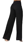 Sunzel Wide Leg Pants Women High Waist Yoga Pants with Pockets Stretch Loose Comfy Casual Lounge Sweatpants 30" Inseam Black Medium