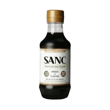 SANC All Purpose Korean Soy Sauce, 12.2 Fl Oz (Pack of 1) – Less-Sodium Salt Substitute, NON-GMO Bean, No Artificial Additives, Naturally Brewed Soy Sauce with Music Fermentation