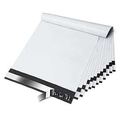 Fuxury Poly Mailers 10x13 Inch 100 Pack,Shipping Bags for Clothing,Strong Adhesive Mailing Envelopes,Heavy Duty Self Seal Plastic Postal Return Package Bags for Books Accessories Business,White