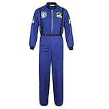 Hengzhifeng Aastronaut Costume Men Space Suit Adult Halloween Jumpsuits (Small, blue)