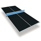 AOKUNG Ping Pong Table Top, 8FT Mid-Size Foldable Ping Pong Table Topper for Pool Table, Indoor Outdoor Table Tennis Conversion Top w/Net & Premium Foam Padding, Lightweight and Portable-Black