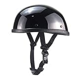 Beanie Motorcycle Half Helmet, DOT Approved Ultra-Thin Comfortable Cruising Low Profile Skull Cap, German Style Novelty Small Helmet for Chopper Moped Scooter Motorbike Electric