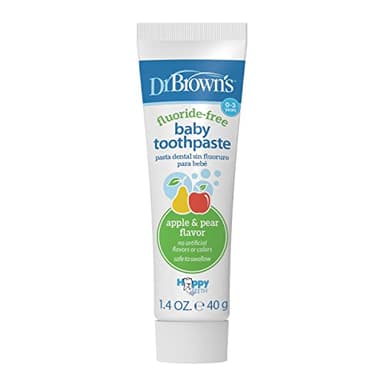 Dr. Brown's Fluoride-Free Baby Toothpaste, Safe to Swallow, Apple Pear, 1-Pack, 1.4oz/40g, 0-3 Years