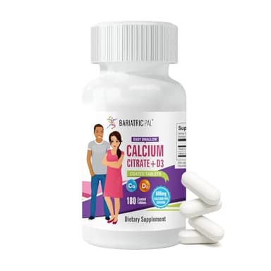 BariatricPal Easy Swallow Calcium Citrate (600mg) and D3 Coated Tablets (30-Day Supply)