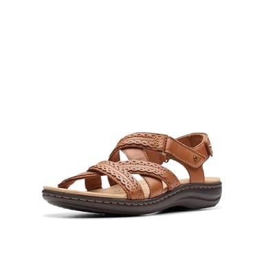 Clarks Collection Women's Laurieann Rena Flat Sandal, Tan Combi, 8 Medium US