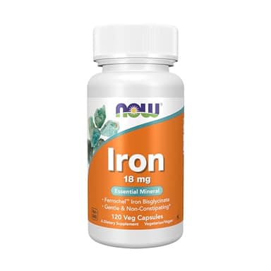 NOW Foods Supplements, Iron 18 mg, Non-Constipating*, Essential Mineral, 120 Veg Capsules