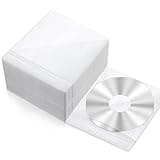 Harloon 200 Pieces CD DVD Sleeves Double Sided Refill Plastic Disc Sleeves for Blank Storage Binders Disc Holder for Protection Replacement(White)